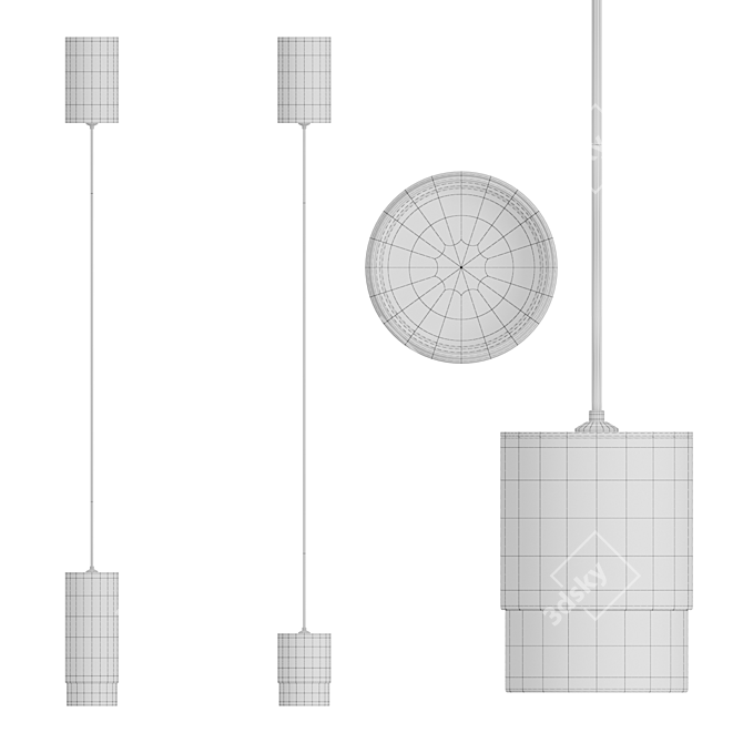 Sleek Cylinder Pendant Light 3D model image 4