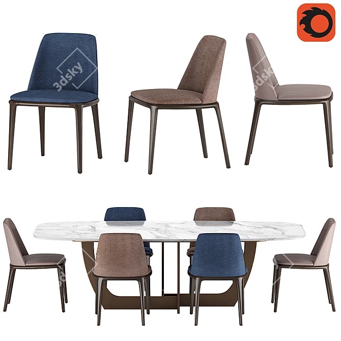 Elegant Poliform Grace: Stylish Dining Chair Table 3D model image 1