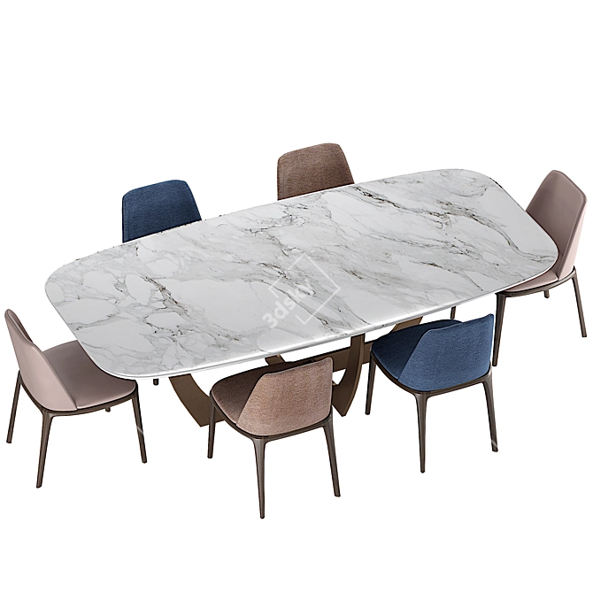 Elegant Poliform Grace: Stylish Dining Chair Table 3D model image 2