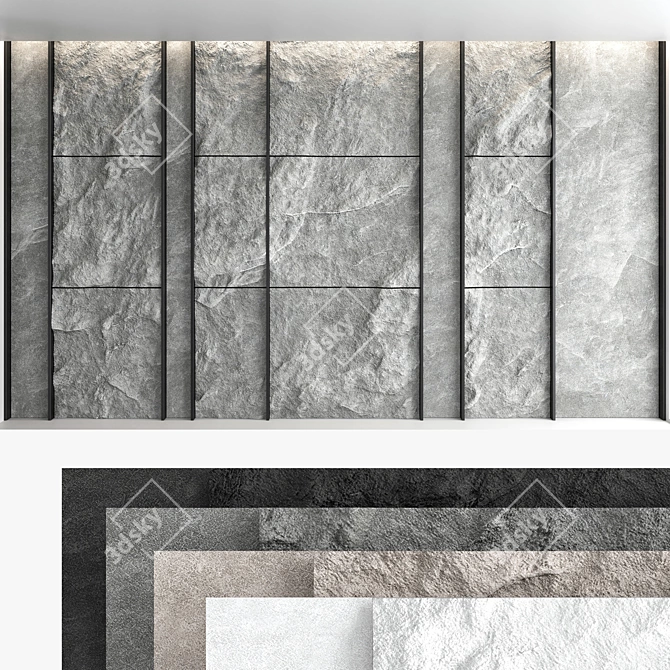 Decorative Stone Wall Panel Set 3D model image 1