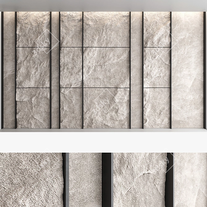 Decorative Stone Wall Panel Set 3D model image 3