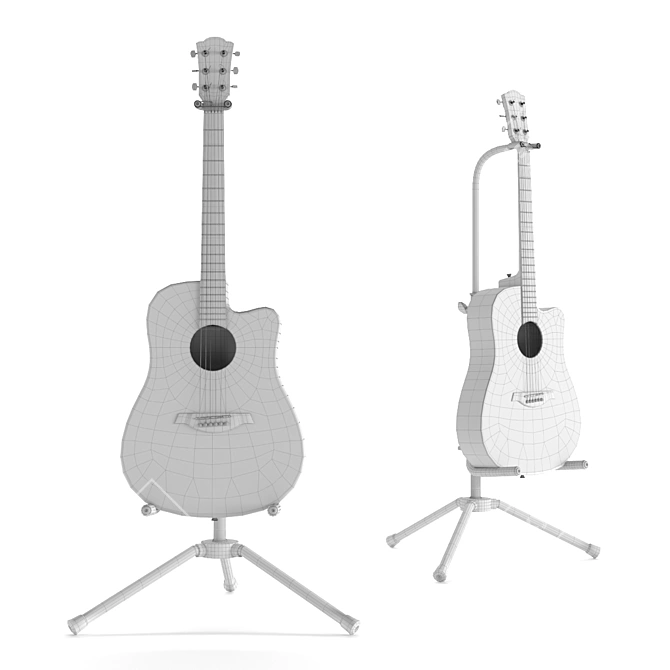 Rockdale Black Acoustic Guitar 3D model image 4