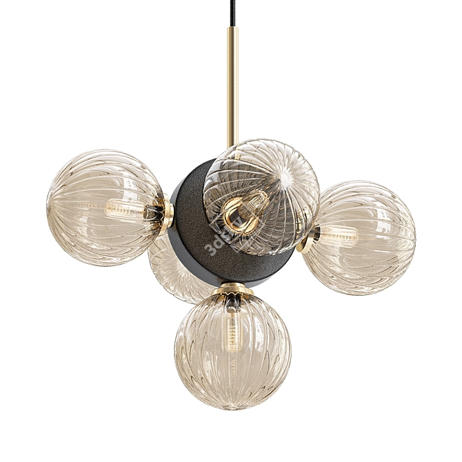 Nordic Vintage Glass Loft Chandelier 3D model image 1