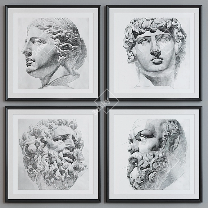 Classic Venus Head Picture Frame Set 3D model image 2