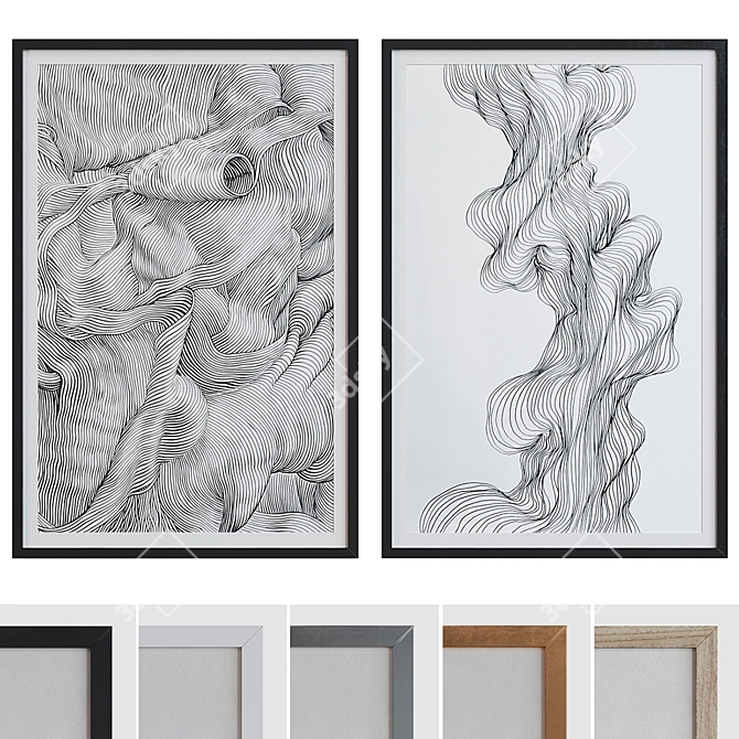 Modern Abstract Picture Frame Set 3D model image 1