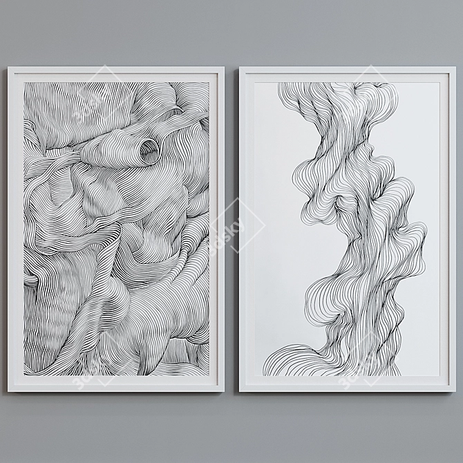 Modern Abstract Picture Frame Set 3D model image 2