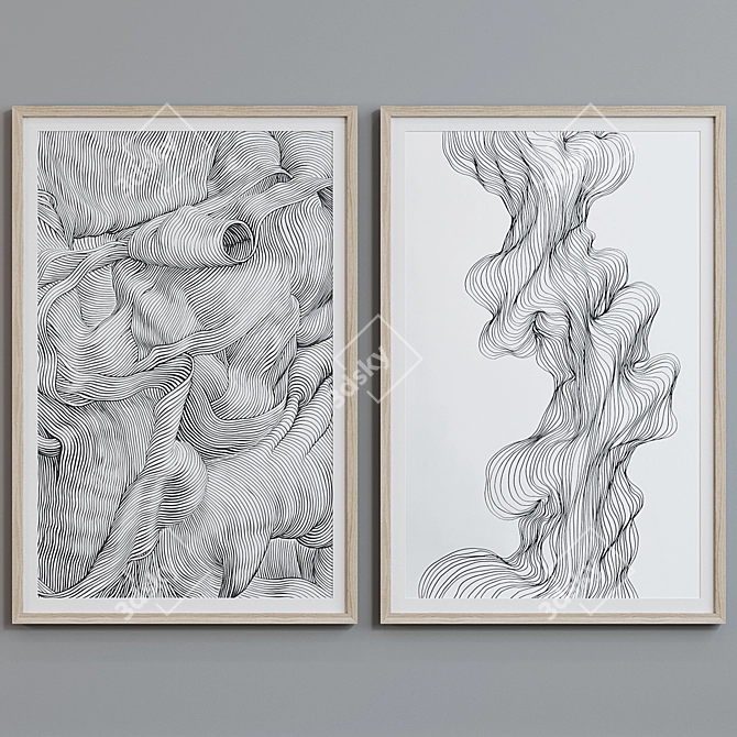 Modern Abstract Picture Frame Set 3D model image 3