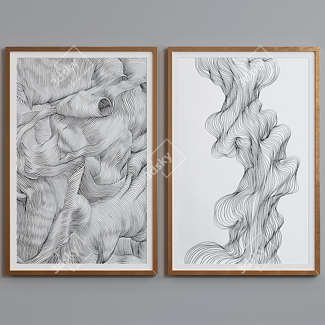 Modern Abstract Picture Frame Set 3D model image 4