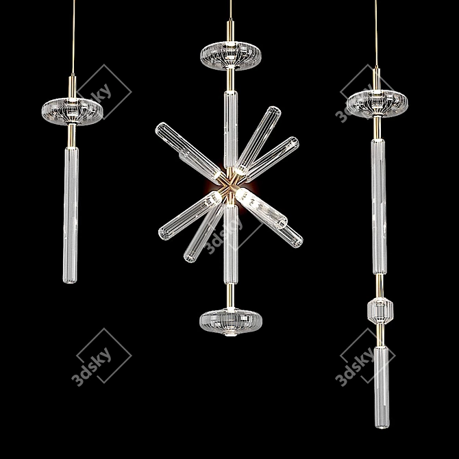 Elegant Gold Pendant Lamp: Lampatron Vuoksa 3D model image 1