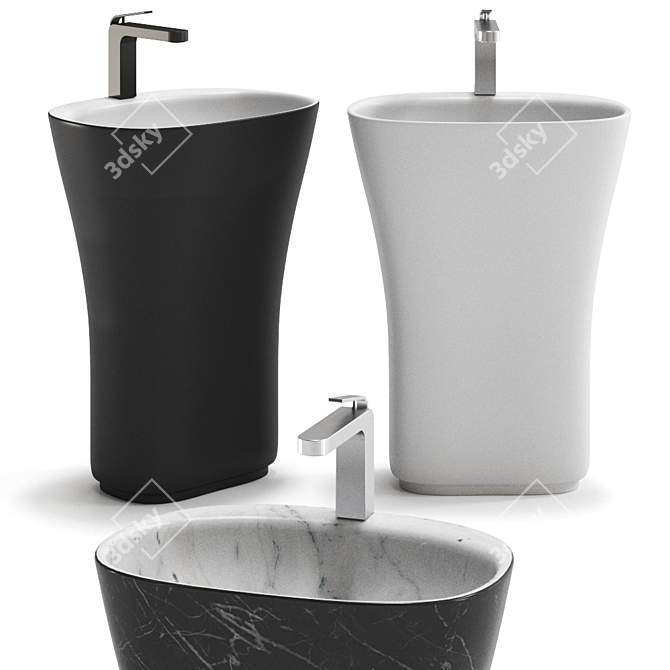 Sleekly Designed SCOOP Washbasin 3D model image 1