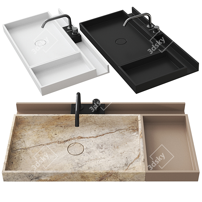 Organized Bliss: Washbasin with Trays 3D model image 1