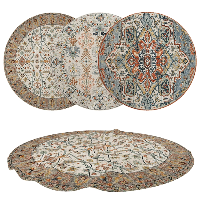 Round Rugs Set: Variety of Textures 3D model image 1