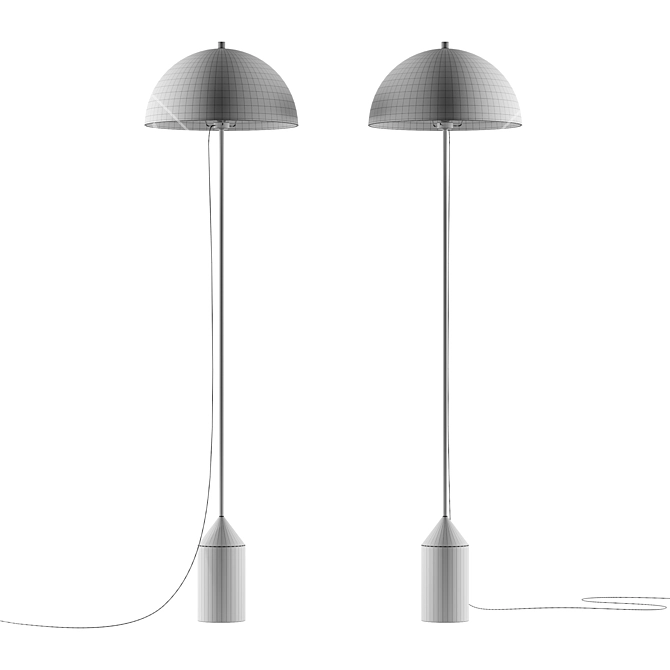 Vintage Metal Floor Lamp 3D model image 2