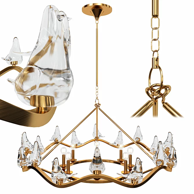 Arteriors Dove Gold Chandelier 3D model image 1