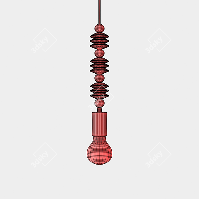 Sleek Wooden Hanging Lights 3D model image 3