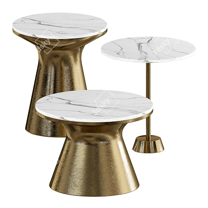 Elegant Marble Pedestal Side Table 3D model image 1
