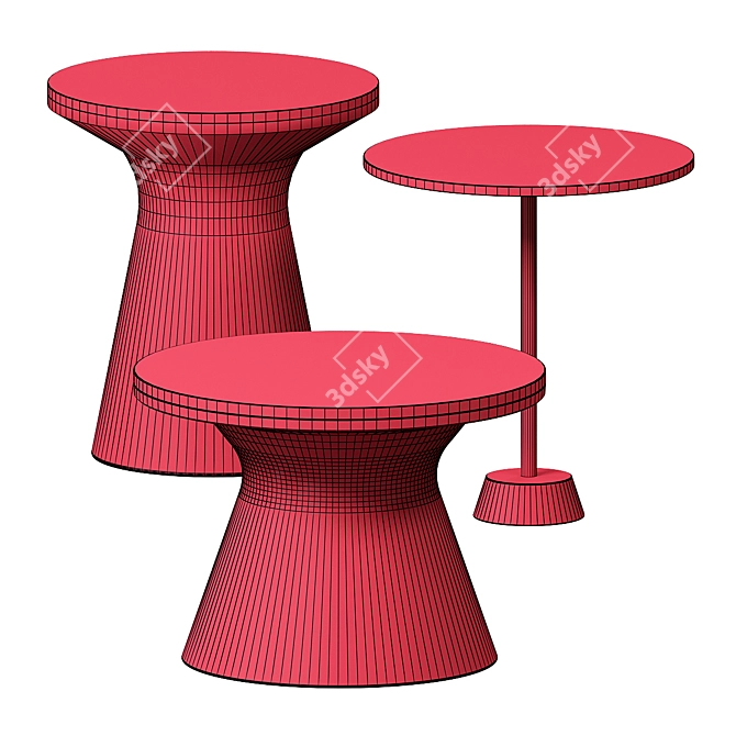 Elegant Marble Pedestal Side Table 3D model image 2