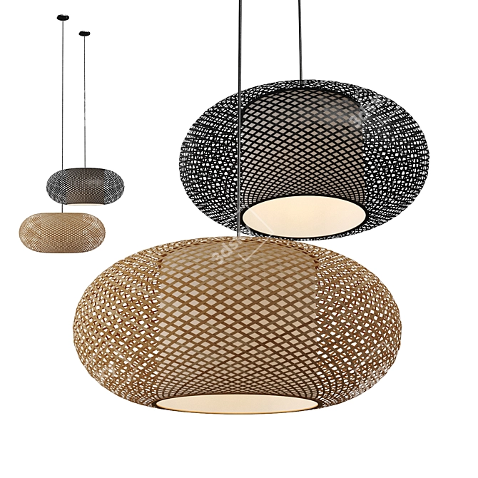 Rattan Pendant Light - Sleek and Stylish 3D model image 1