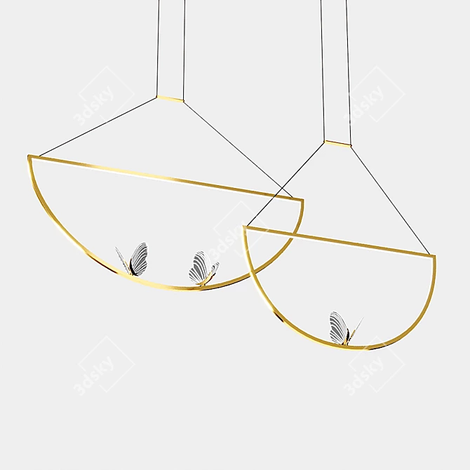 Babetta Duo Glass Pendant: Elegant Illumination 3D model image 1