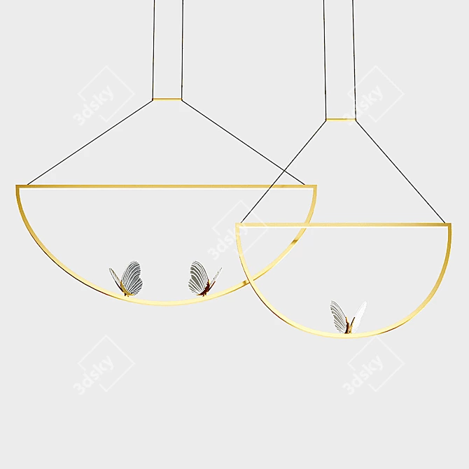 Babetta Duo Glass Pendant: Elegant Illumination 3D model image 2