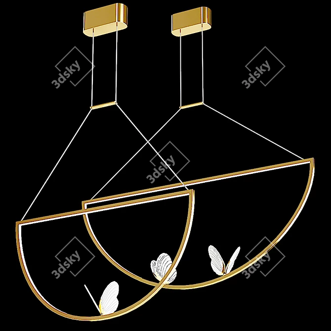 Babetta Duo Glass Pendant: Elegant Illumination 3D model image 5