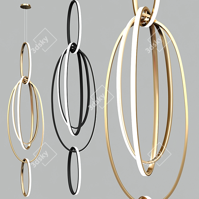 Elegant Ellipse Pendant Lamp 3D model image 1