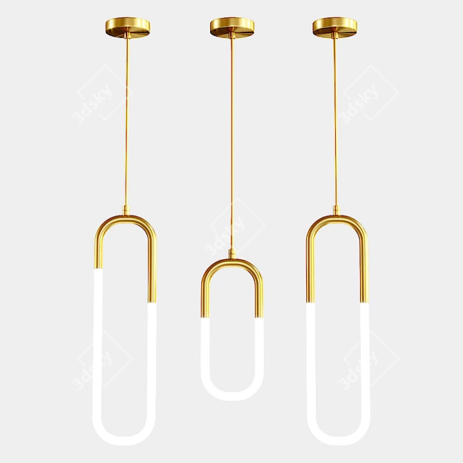 Gabi Pendant Lamp: Stylish Glass and Brass Lighting 3D model image 2