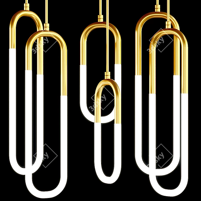 Gabi Pendant Lamp: Stylish Glass and Brass Lighting 3D model image 4