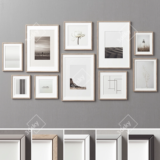 Eclectic Collection of 10 Picture Frames 3D model image 1