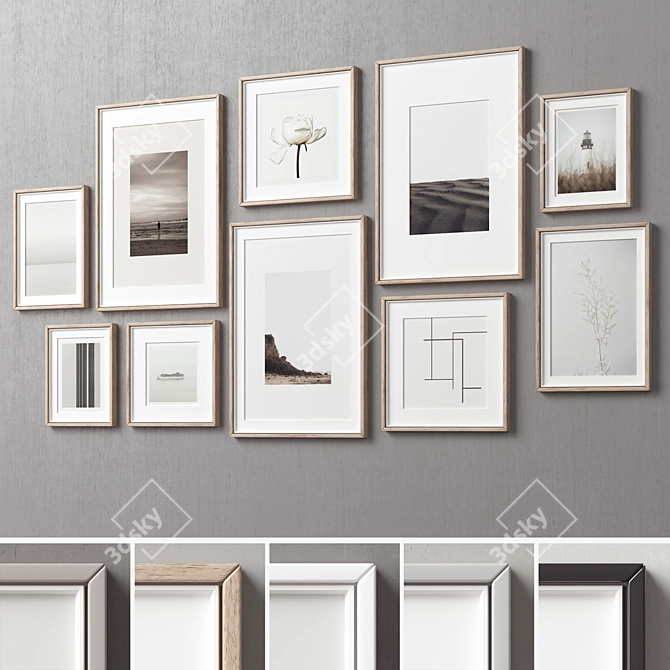 Eclectic Collection of 10 Picture Frames 3D model image 2