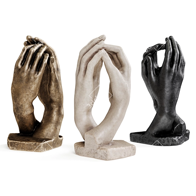 Eternal Grasp: Rodin Hands Sculpture 3D model image 1