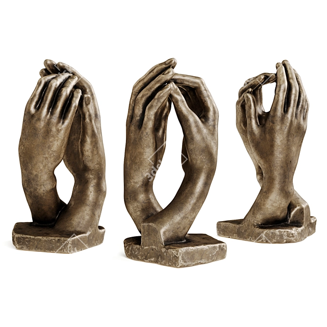 Eternal Grasp: Rodin Hands Sculpture 3D model image 2