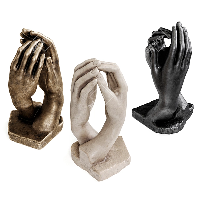 Eternal Grasp: Rodin Hands Sculpture 3D model image 5