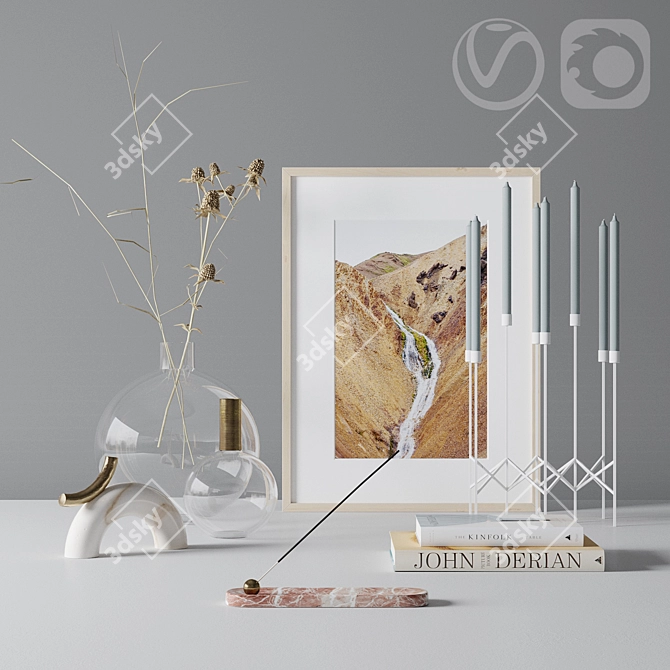 CB2 Deco Set: Vases, Sculptures, Candleholder 3D model image 1