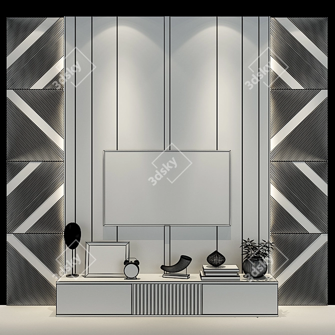 Modern TV Wall Set 243 3D model image 2