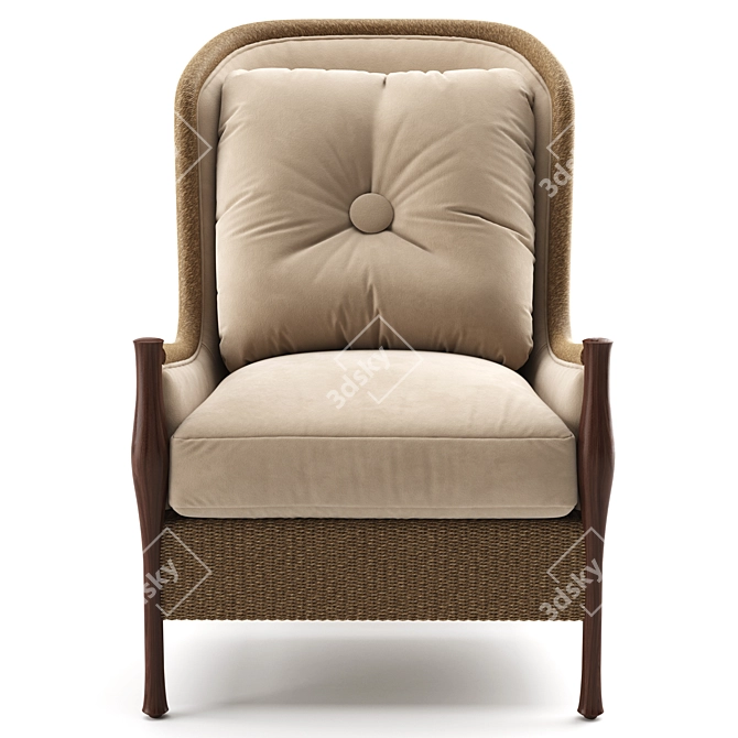 Elegant Danish Cord Sedan Chair 3D model image 2
