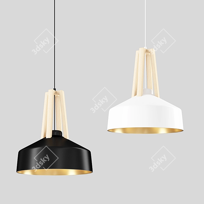 Sleek Drop Lamp: White_Black 3D model image 4