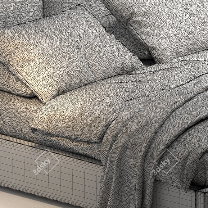 Luxury Leather Upholstered Bed 3D model image 7