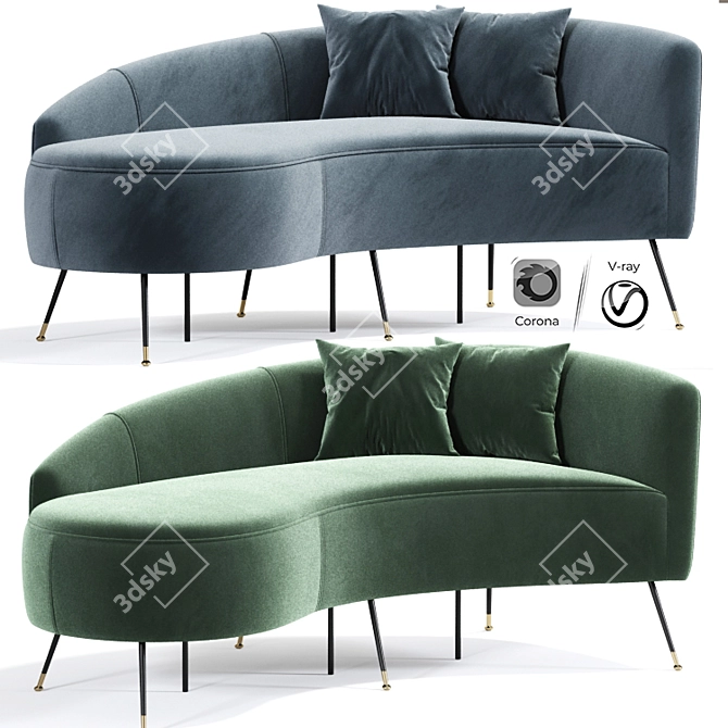 Elegant Diwan Chaise Sofa 3D model image 1