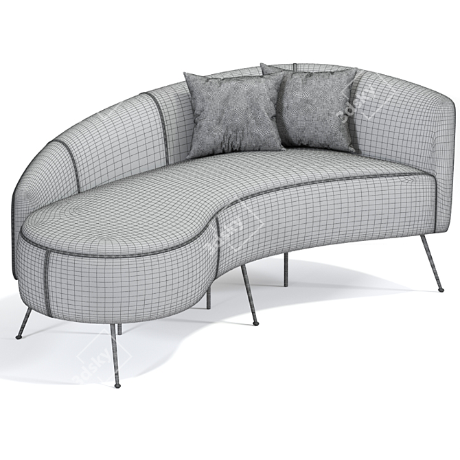 Elegant Diwan Chaise Sofa 3D model image 3