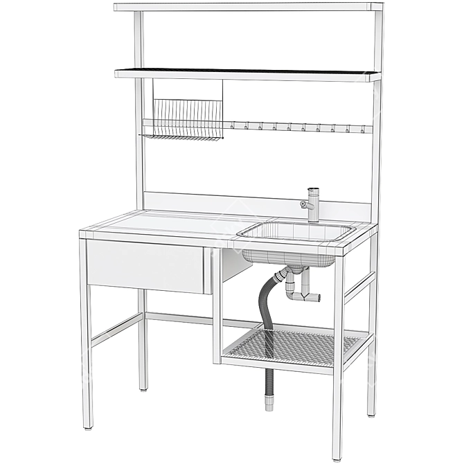 RÅVAROR Mini Kitchen: Compact, Sleek & Functional 3D model image 4