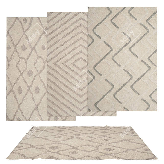 Versatile Set of 6 Rugs 3D model image 1