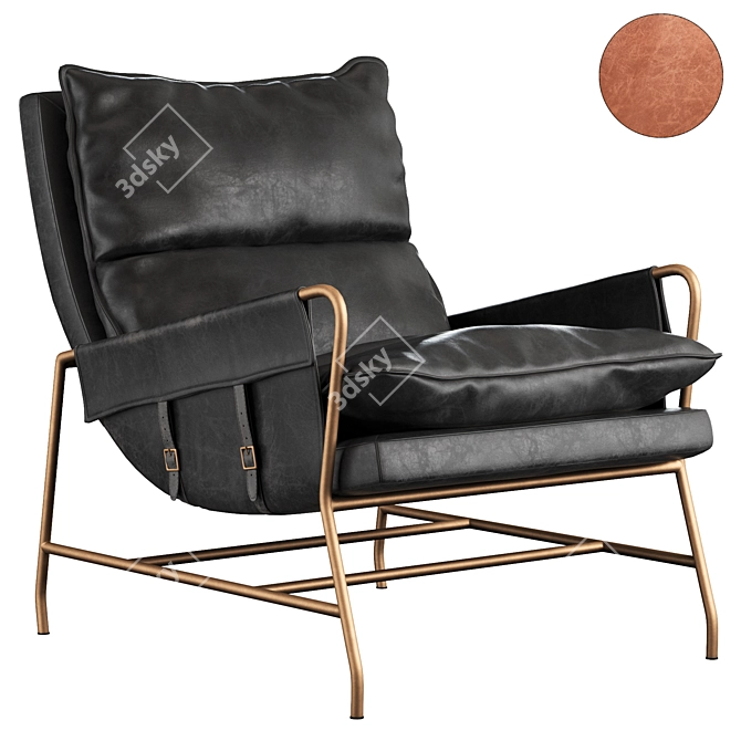 Modern Sonoma Black Leather Chair 3D model image 1