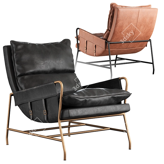 Modern Sonoma Black Leather Chair 3D model image 2