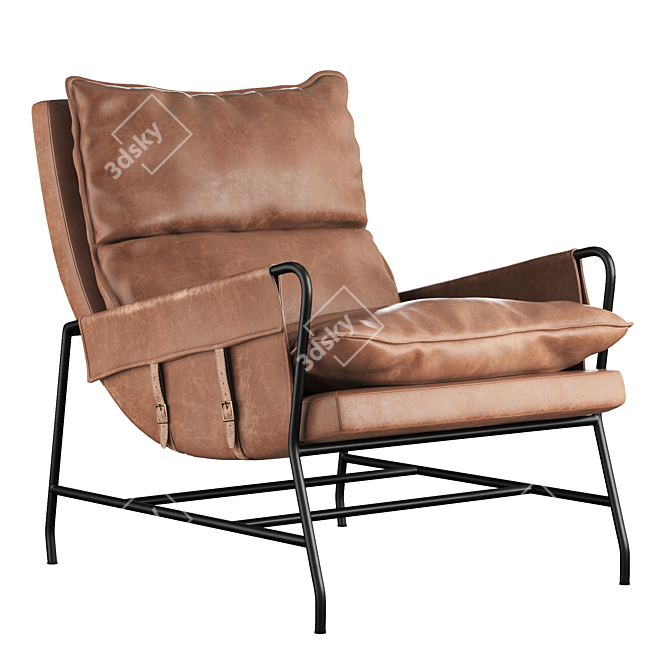 Modern Sonoma Black Leather Chair 3D model image 3