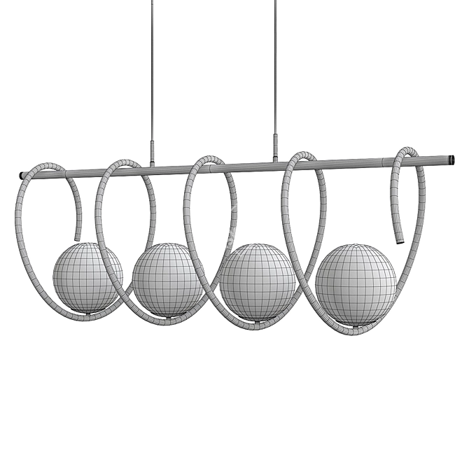 Modern Gubbio Linear Chandelier 3D model image 2