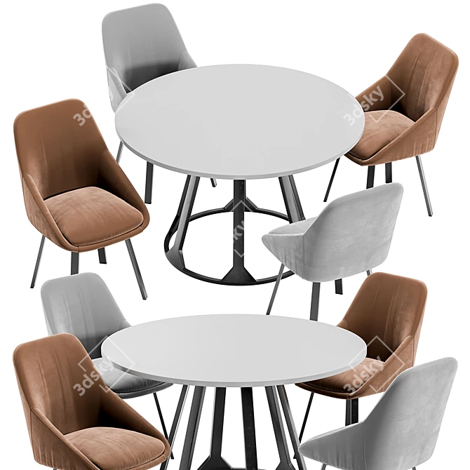Bluvel Pod Chair and Confluence Table Set 3D model image 3
