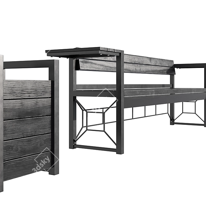 Urban Loft Park Bench: Stylish Seating Set 3D model image 3