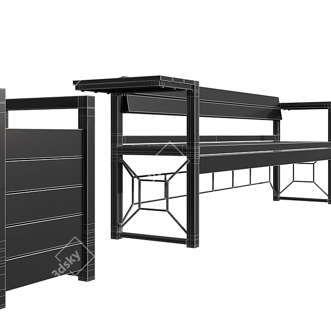Urban Loft Park Bench: Stylish Seating Set 3D model image 4