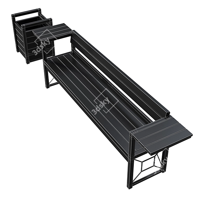 Urban Loft Park Bench: Stylish Seating Set 3D model image 5
